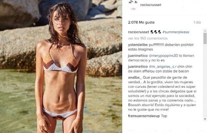 Imagen publicada por la modelo Rocío Crusset en su perfil de Instagram.