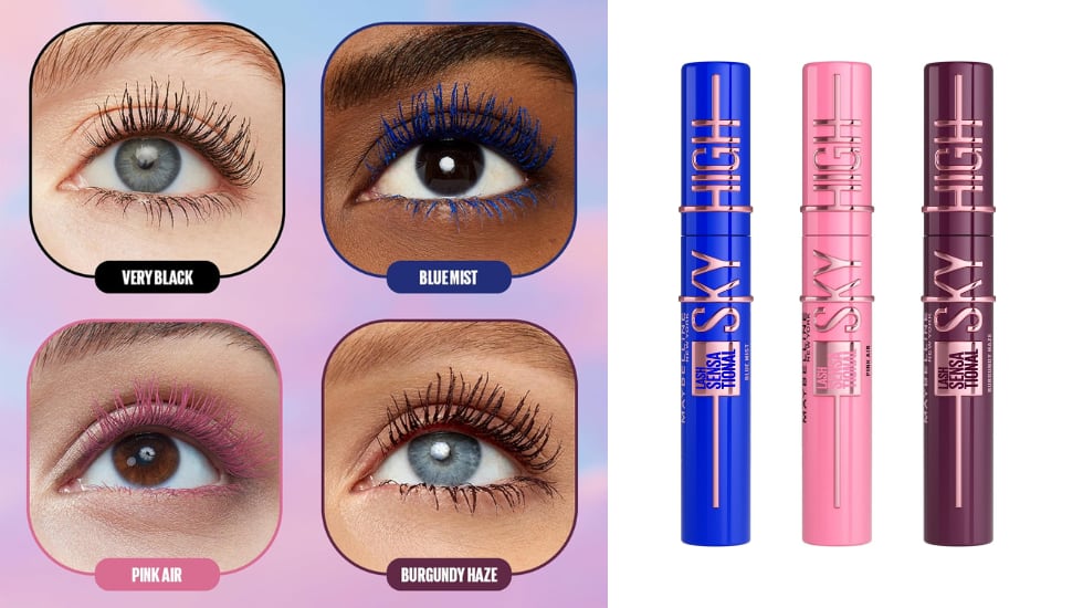 Cuatro opciones diferentes del Lash Sensational Sky High de Maybelline New York.