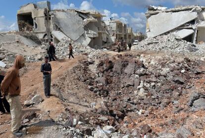 Casas destruidas por el conflicto en la localidad siria de Azaz.