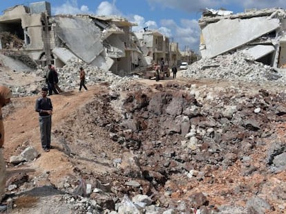 Casas destruidas por el conflicto en la localidad siria de Azaz. 