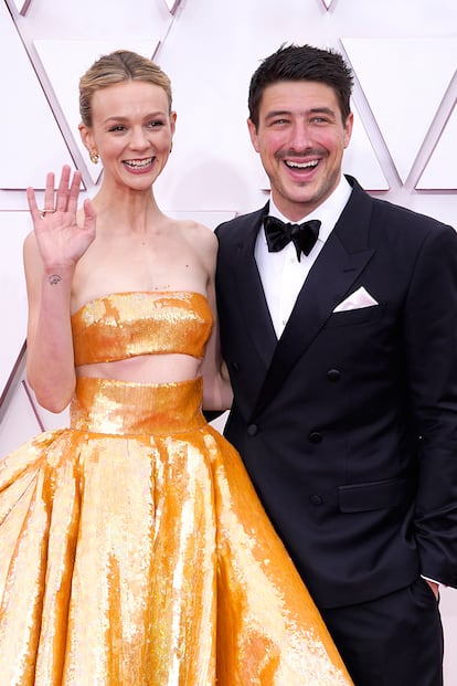 Carey Mulligan llegó acompañada de su marido, el músico Marcus Mumford, de Mumford & Sons.