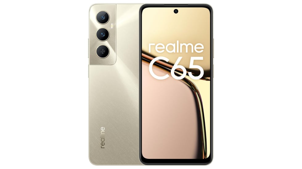 Vista frontal y trasera del móvil Realme C65.