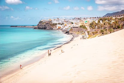 La playa de Morro Jable, en la isla canaria de Fuerteventura.