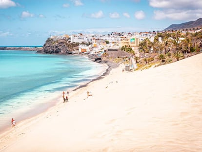 La playa de Morro Jable, en la isla canaria de Fuerteventura.