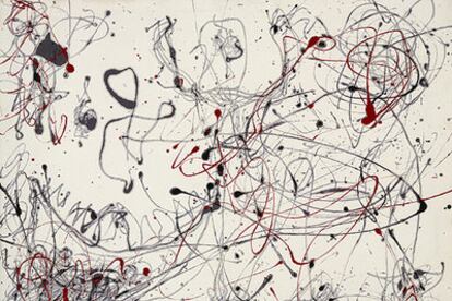 <i>Gris y rojo</i> (1948), de Jackson Pollock.
