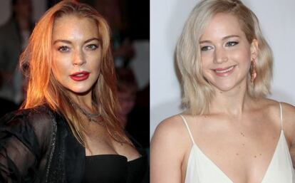 Las actrices Lindsay Lohan y Jennifer Lawrence.
