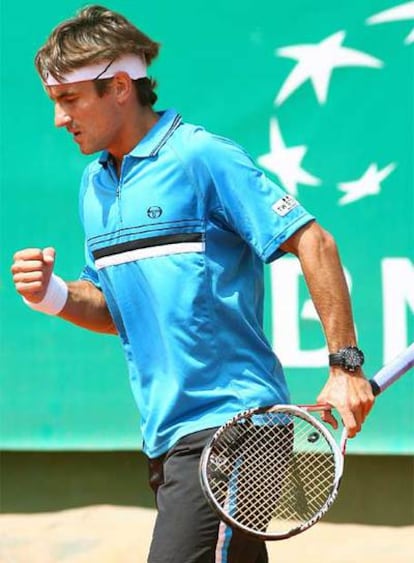 Tommy Robredo durante el partido de hoy en Roma