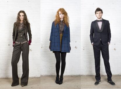 Algunos de los trajes de <i>Boy,</i> la línea para chicas de Sternberg, y uno de sus modelos clásicos masculinos.