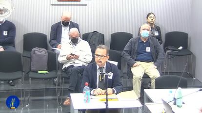 Joaquín Peña, ex concejal del PP en el Ayuntamiento de Sevilla, durante su declaración como acusado en el 'caso Fitonovo', este martes.