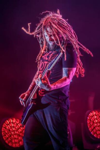 Hard Welch, l&iacute;der de Korn, durante un concierto en Mil&aacute;n este mes de marzo. 