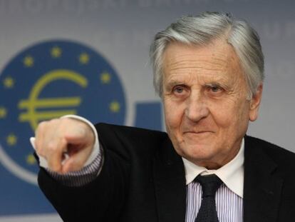 Jean-Claude Trichet en 2011, durante una rueda de prensa en Fr&aacute;ncfort cuando era presidente del Banco Central Europeo