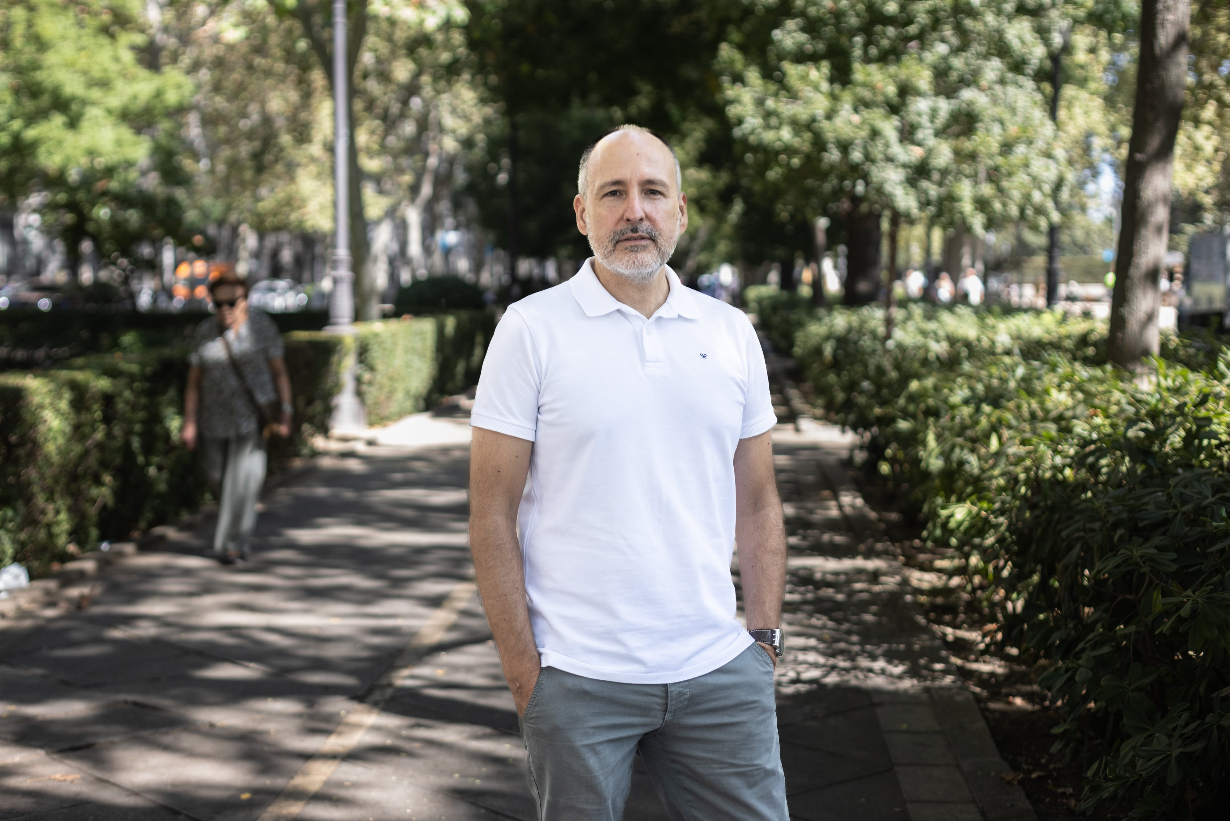 David Lois, este lunes en el bulevar del paseo del Prado. 