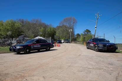 Atlanta Police Officers keep watch at the entrance of the proposed Atlanta public safety training facility in Georgia on March 4, 2023.