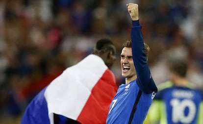 Antoine Griezmann celebra la victoria frente a Alemania.