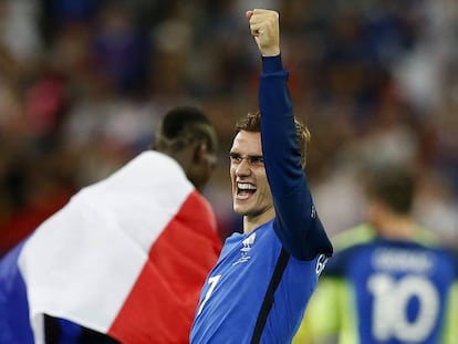 Antoine Griezmann celebra la victoria frente a Alemania.