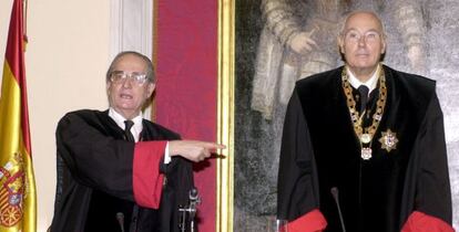 El presidente del Consejo de Estado, José Manuel Romay Beccaria, a la derecha, junto al consejero Landelino Lavilla