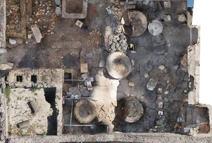 Vista aérea de la panadería-prisión hallada en Pompeya, el 8 de diciembre.