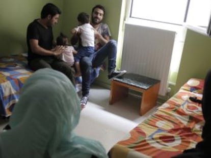 Syrian refugees staying at a Madrid hotel, but hoping to move on to Germany.