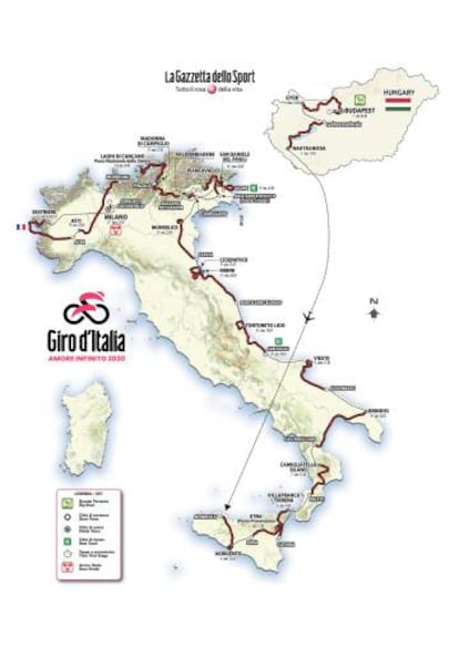 Recorrido del Giro de 2020.