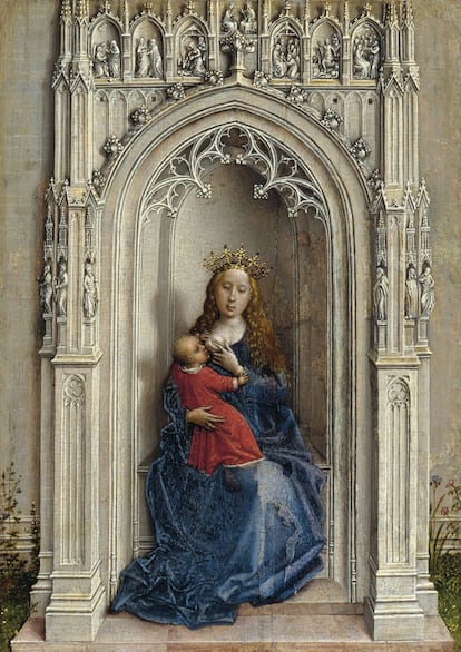 'La Virgen con el Niño entronizada', creada hacia 1433. Se encuentra en la colección del Thyssen-Bornemisza.

