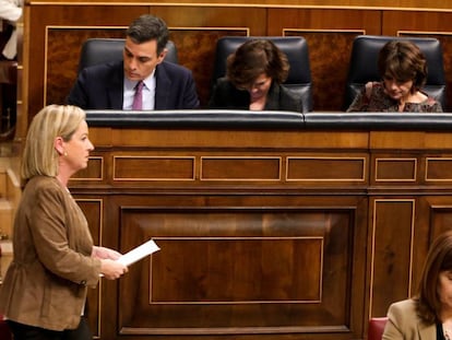 La diputada de Coalición Canarias, Ana Oramas, tras su intervención en la primera sesión del debate de investidura.