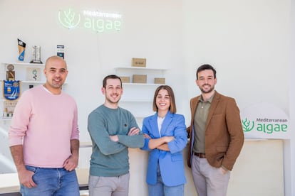 De izquierda a derecha, Alejandro Simón, Guillermo del Barco Aldaz, Silvia Antón y Yago Sierras, el equipo de Mediterranean Algae en una imagen cedida por la empresa. 