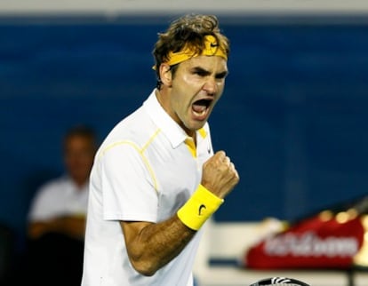 Roger Federer, durante el partido frente a Simon.