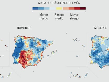 El primer mapa del cáncer de España y Portugal muestra enigmáticos patrones a ambos lados de la frontera