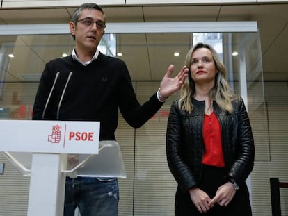 Eduardo Madina y Pilar Alegría presentan la candidatura de Susana Díaz a las primarias del PSOE.