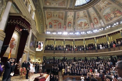 Sesión solemne de proclamación de Felipe VI por las Cortes Generales, reunidas hoy en el Palacio de la Cámara Baja para este acontecimiento.  