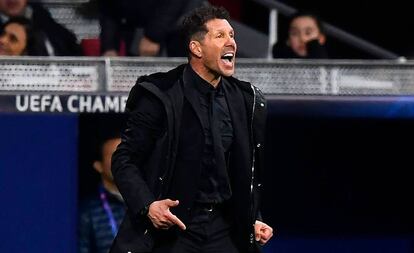 Simeone, durante el partido entre el Atlético y la Juventus. 
 