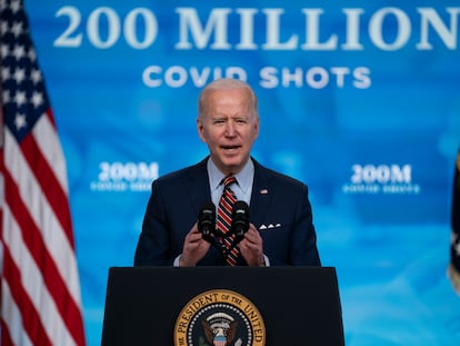 El presidente de Estados Unidos, Joe Biden, en una comparecencia sobre la distribución de las vacunas en la Casa Blanca, el pasado 21 de abril.