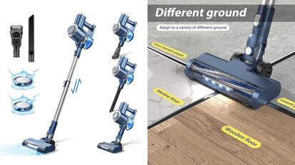 Esta aspiradora escoba sin cable tiene la capacidad de llegar hasta los 20.000 pascales de potencia.