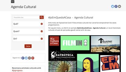 Web de la Generalitat de Catalunya amb propostes culturals.