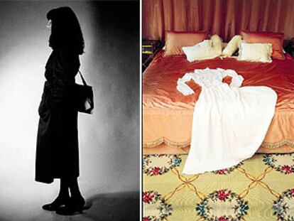 A la izquierda, imagen de 'La Filature' (1981). A la derecha, 'El traje de novia' (1988). Ambas son obras de Sophie Calle.