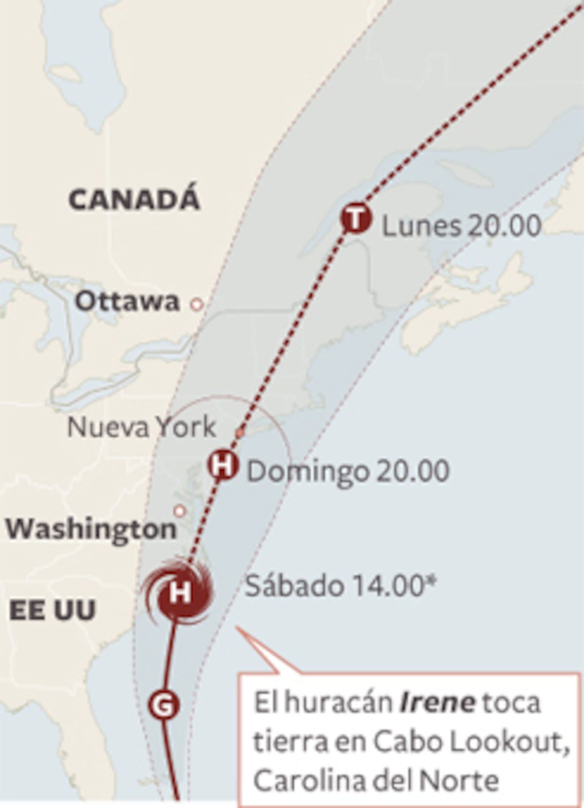 El huracán Irene llega a Nueva York tras golpear Carolina del Norte |  Internacional | EL PAÍS, image size:1200x1659