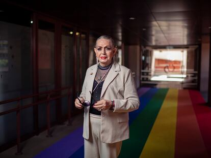Manolita Chen, mujer trans histórica en la lucha por los derechos del colectivo LGTBI+, este viernes en Madrid.