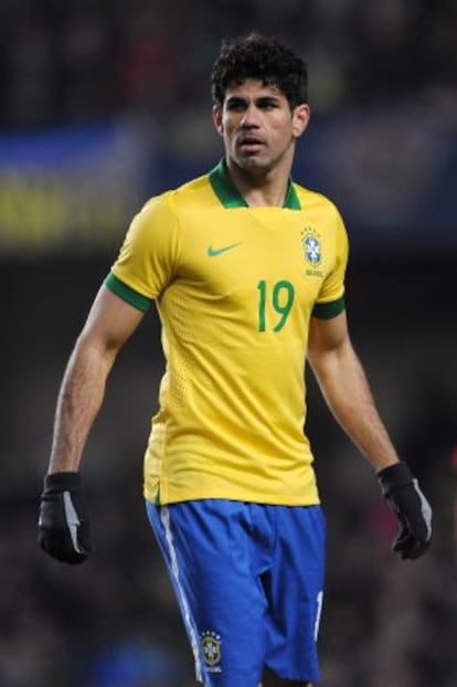 Diego Costa, en el partido que jugó con Brasil el 25 de marzo.