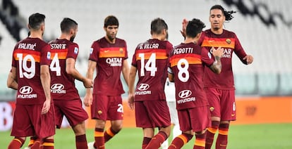 La Roma celebra un gol contra la Juventus el pasado 1 de agosto.