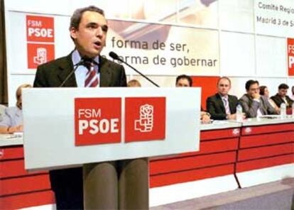 Simancas, durante su discurso ante el Comité Regional de la FSM.