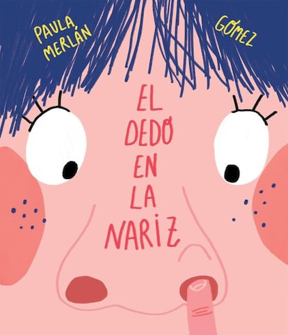 ¿Qué niño no busca encontrar los límites de su nariz, rastrear con su dedo a la caza de un moco molesto e invasor? Pues eso es lo que le sucede a Sofía, la protagonista del álbum escrito por Paula Merlán e ilustrado por Gómez. Lo que sucede es que de tanto meterlo en el interior de su nariz, el dedo acaba montándose una casa dentro, con su salón con televisor, su cocina y su rincón de lectura incluidos. Y claro, para edificar todo eso, la nariz tiene que crecer, para espanto y susto de Sofía, que tendrá que cambiar su costumbre para recuperar su nariz en esta tan real como surrealista historia repleta de humor.