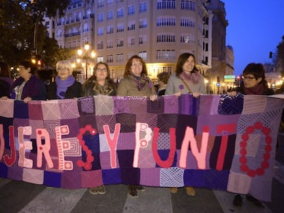 Una de las pancartas de la manifestaci&oacute;n en Valencia con motivo del 8 de Marzo.