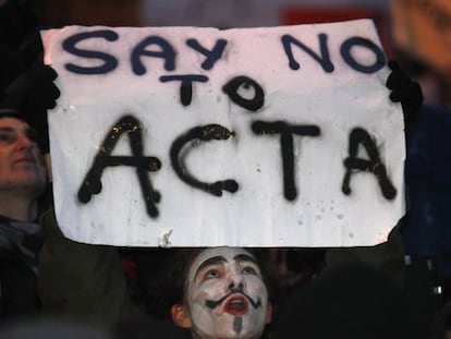 Protestas contra la aprobaci&oacute;n de ACTA.