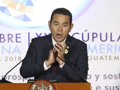 Jimmy Morales en Guatemala, durante la Cumbre Iberoamericana en noviembre. 