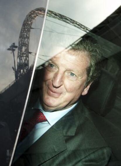 Hodgson, a su llegada a Wembley antes de ser presentado como seleccionador.
