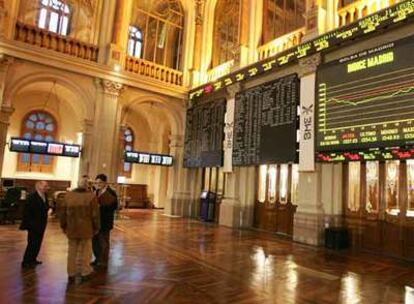 Patio de operaciones de la Bolsa de Madrid.