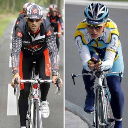 Alejandro Valverde y Alexander Vinokúrov, en Assen (Holanda).