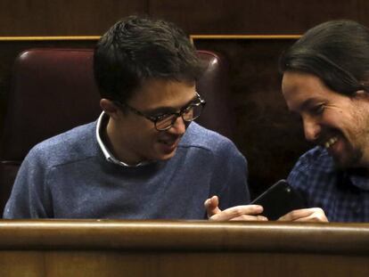 El secretario general de Podemos, Pablo Iglesias, y el secretario pol&iacute;tico de esta formaci&oacute;n, &Iacute;&ntilde;igo Errej&oacute;n.