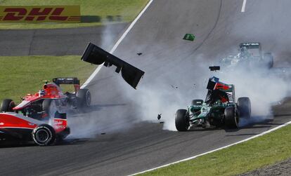 Otra imagen del choque entre Van der Garde y Jules Bianchi