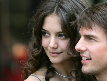 Katie Holmes and her then-fiancé Tom Cruise at the London premiere of 'War of the Worlds' in June 2005.